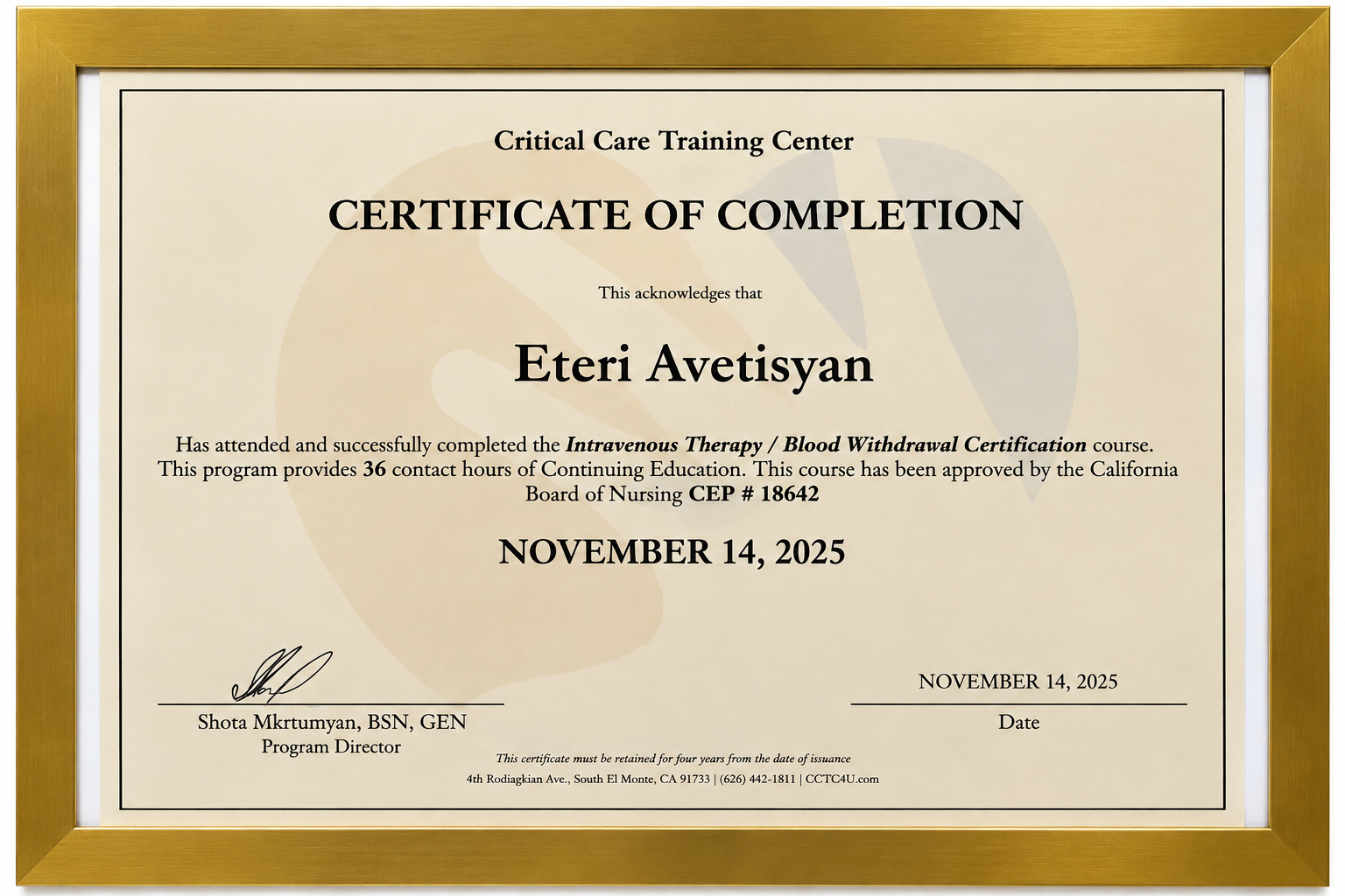 Pure Glow Medical Spa Certificate 5