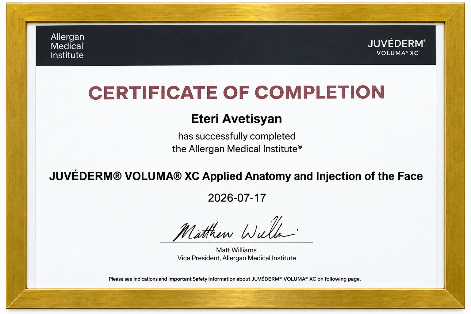 Pure Glow Medical Spa Certificate 9